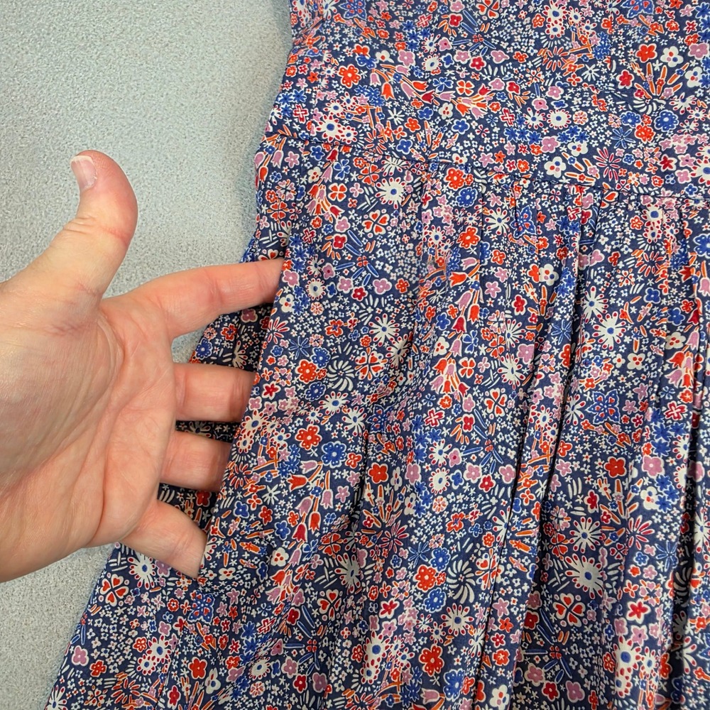 J.Crew Liberty London Fabric Floral V-Neck Midi Dress Pockets  K7809 Womens 14 - Picture 3 of 13